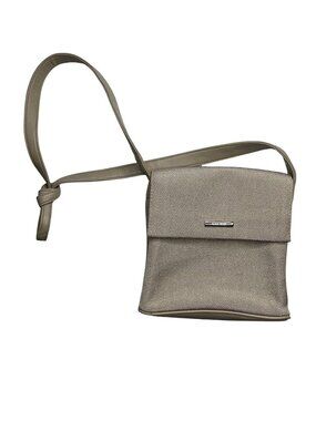 Nine West Crossbody Bag Purse Tan Beige Small Snap Front Textured